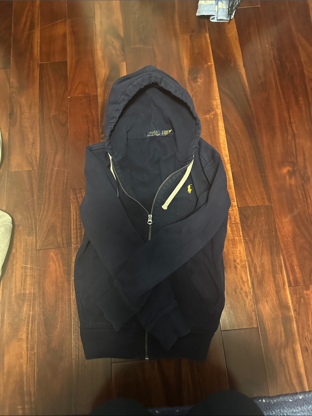 Polo by Ralph Lauren Navy Hooded Zip Jacket with Yellow logo